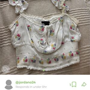 Floral White Smocked Women's Top